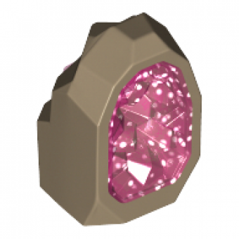 Rots 1x1 Dark Tan Geode met Glitter Trans Dark Pink Kristal